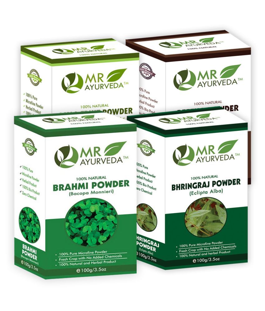     			MR Ayurveda Natural Brahmi, Bhringraj, Amla & Reetha Powder Hair Scalp Treatment 400 g Pack of 4