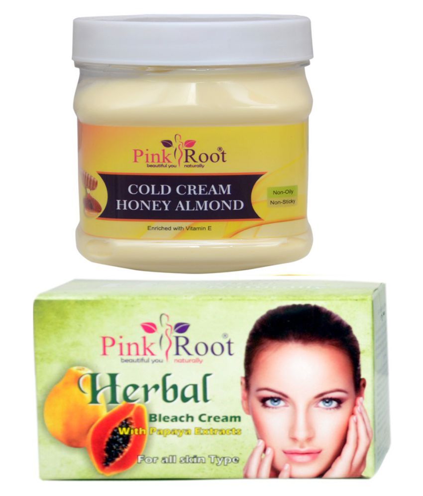 Pink Root HERBAL BLEACH 250GM With HONEY ALMOND COLD CREAM Day Cream