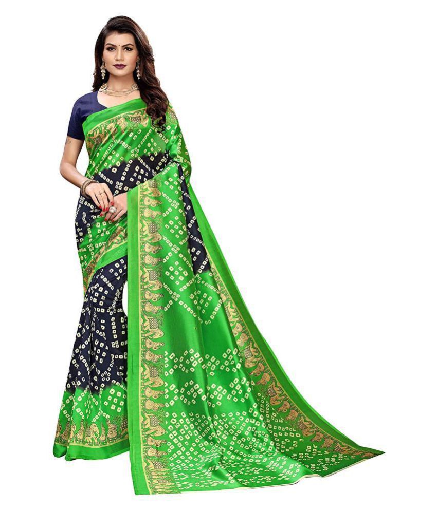     			Veer International Blue,Green Bhagalpuri Silk Saree