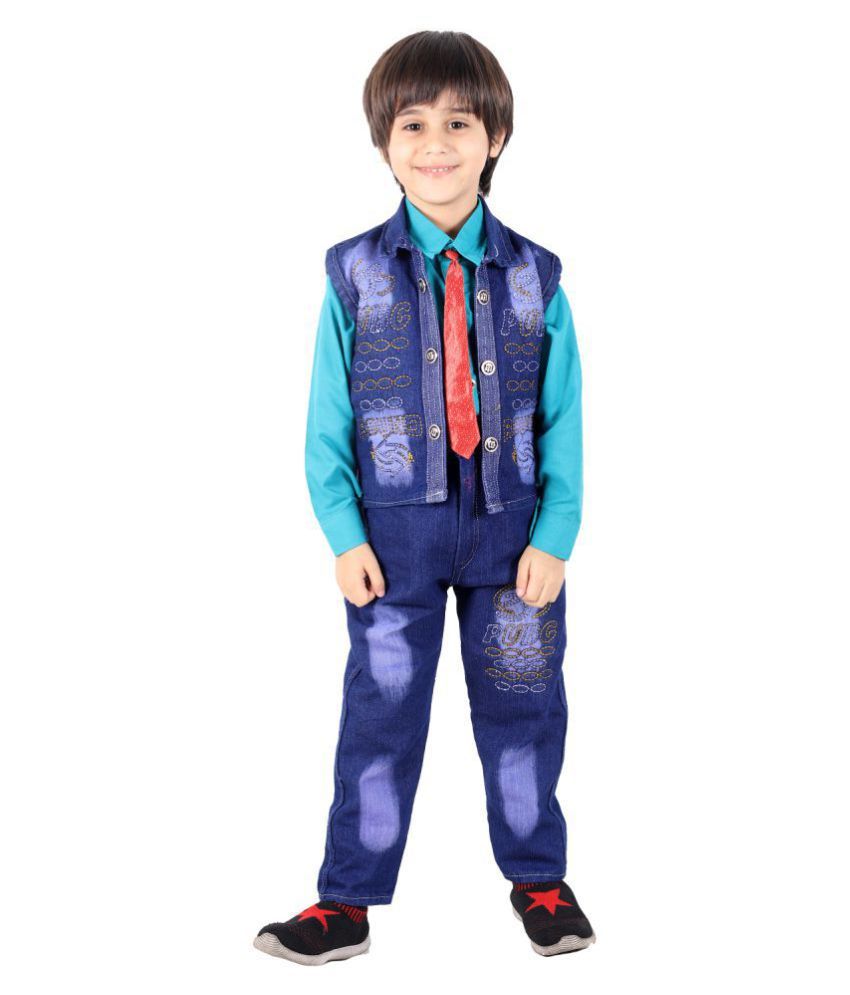 denim three piece suit