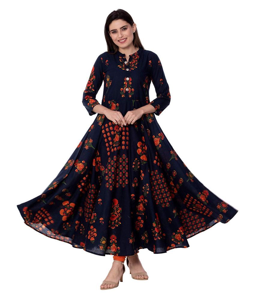 Evam Black Cotton Anarkali Kurti  Buy Evam Black Cotton Anarkali Kurti  Online at Best Prices in India on Snapdeal
