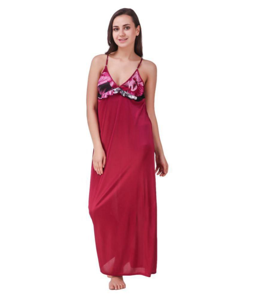 Buy keoti Satin Nighty & Night Gowns Maroon Online at Best Prices in