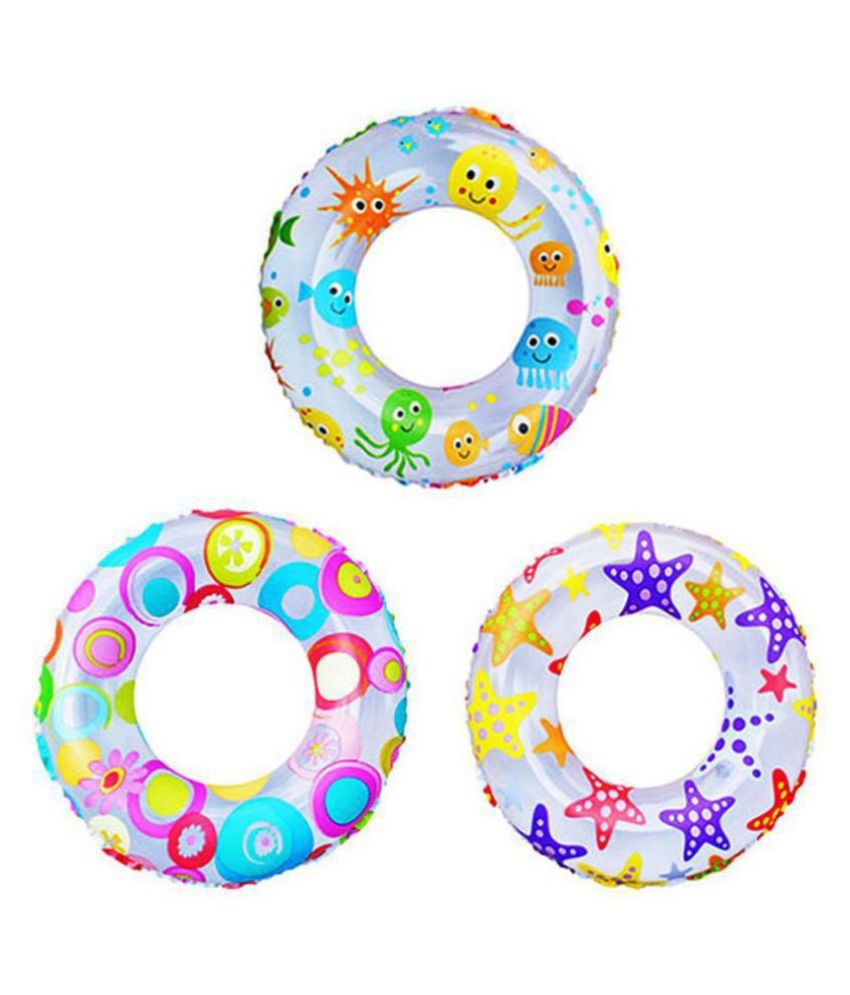 Fastdeal printed colorful 24 inch swim ring for boys and girls multicolor