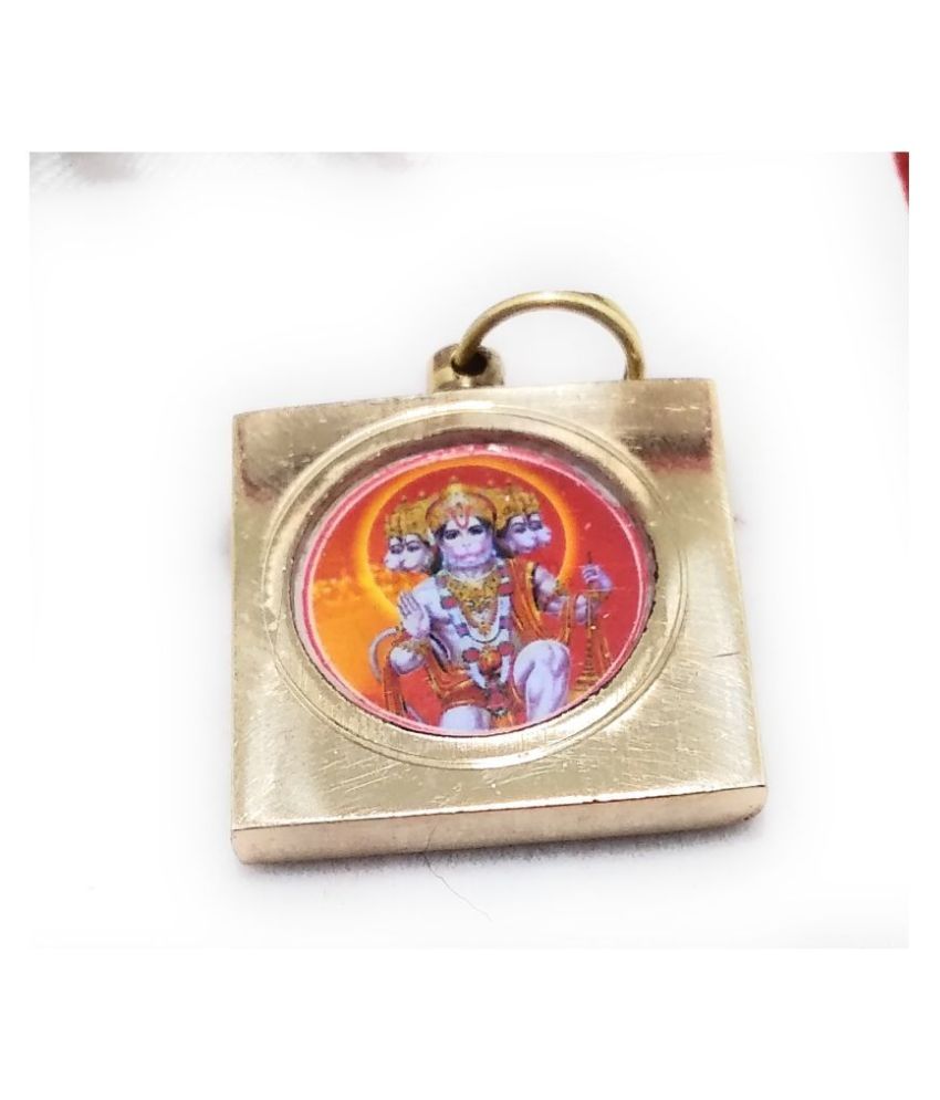     			Ashtadhatu Gold Plated Square Panchmukhi Hanuman Yantra Locket With Mantra