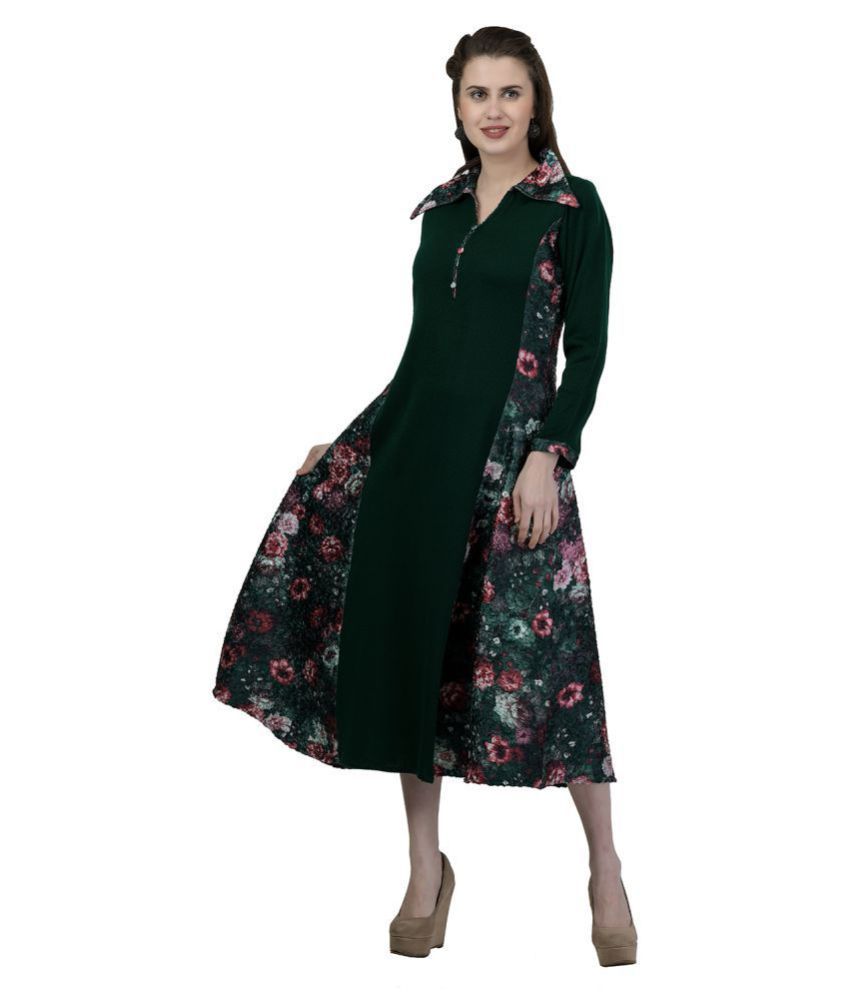 Rebecca Green Woollen Frock Style Kurti 