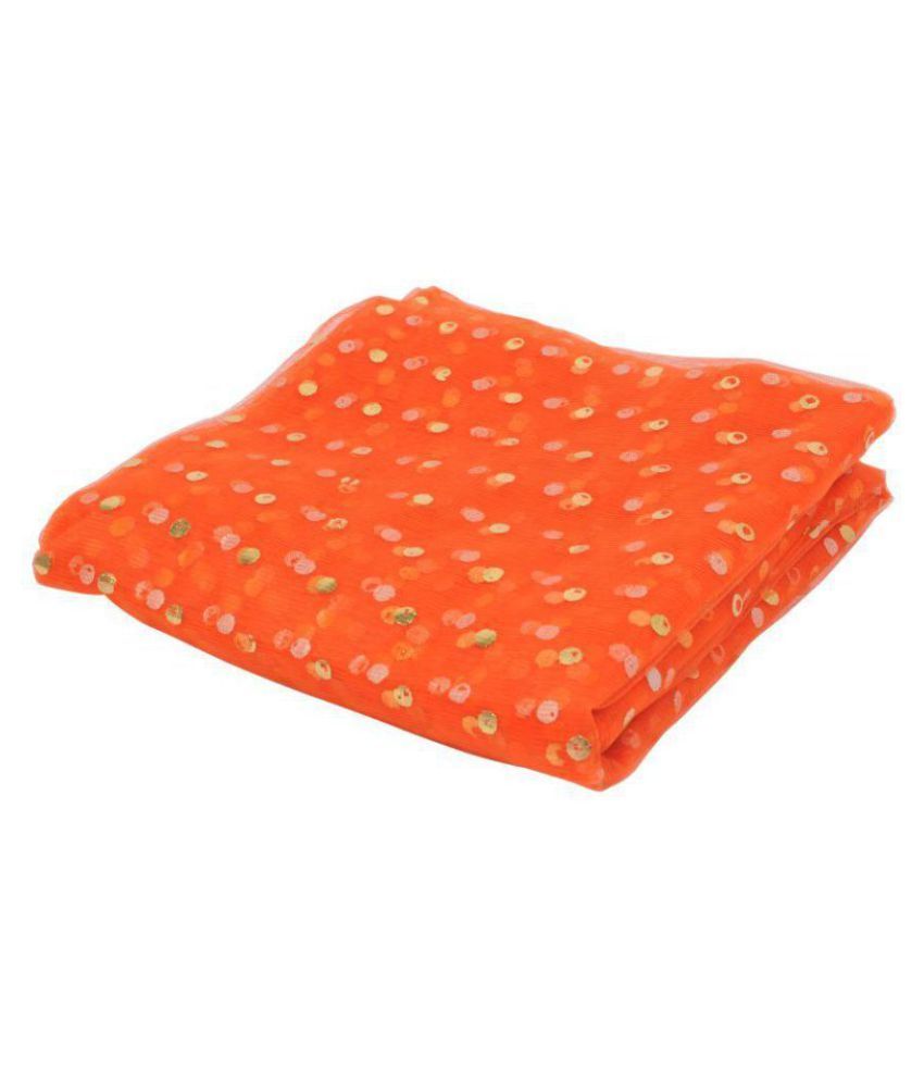     			Decoration Net Fabric Golden Dotted, Color Orange, 42 inches Width, 9 MTS, Used in Fancy Gift Wrapping, Decoration, Room Decoration etc