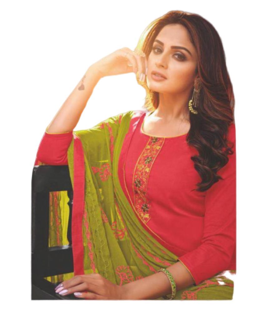 Saffron Attires Pink Cotton Dress Material Buy Saffron Attires Pink