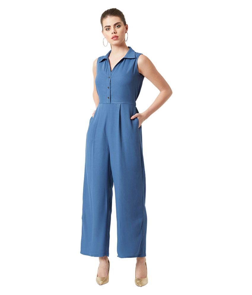 Miss Chase Blue Polyester Jumpsuit - Buy Miss Chase Blue Polyester ...