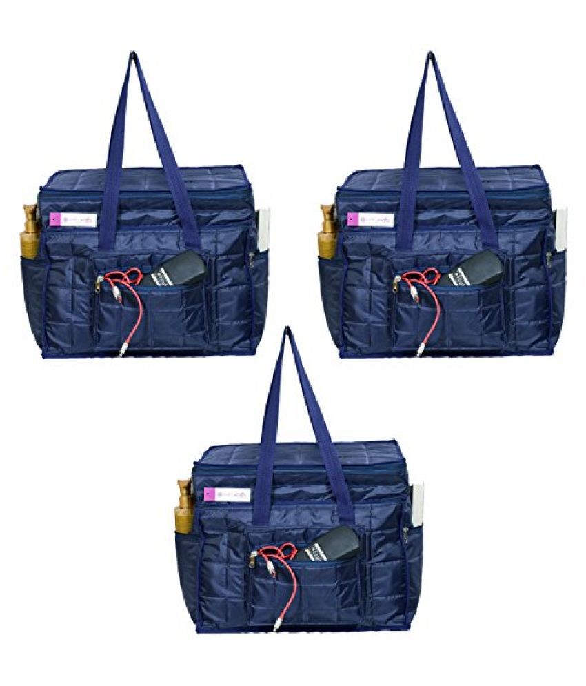     			PrettyKrafts Nylon Water Resistant Blue Travelling & Storage Bag with Multiple Pocket - Set of 3