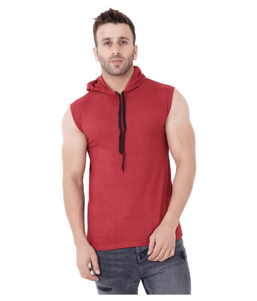     			Tfurnish Cotton Blend Maroon Solids T-Shirt