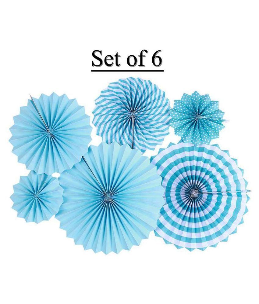 Paper Fan Decoration (Blue) Pack of 6 Buy Paper Fan Decoration