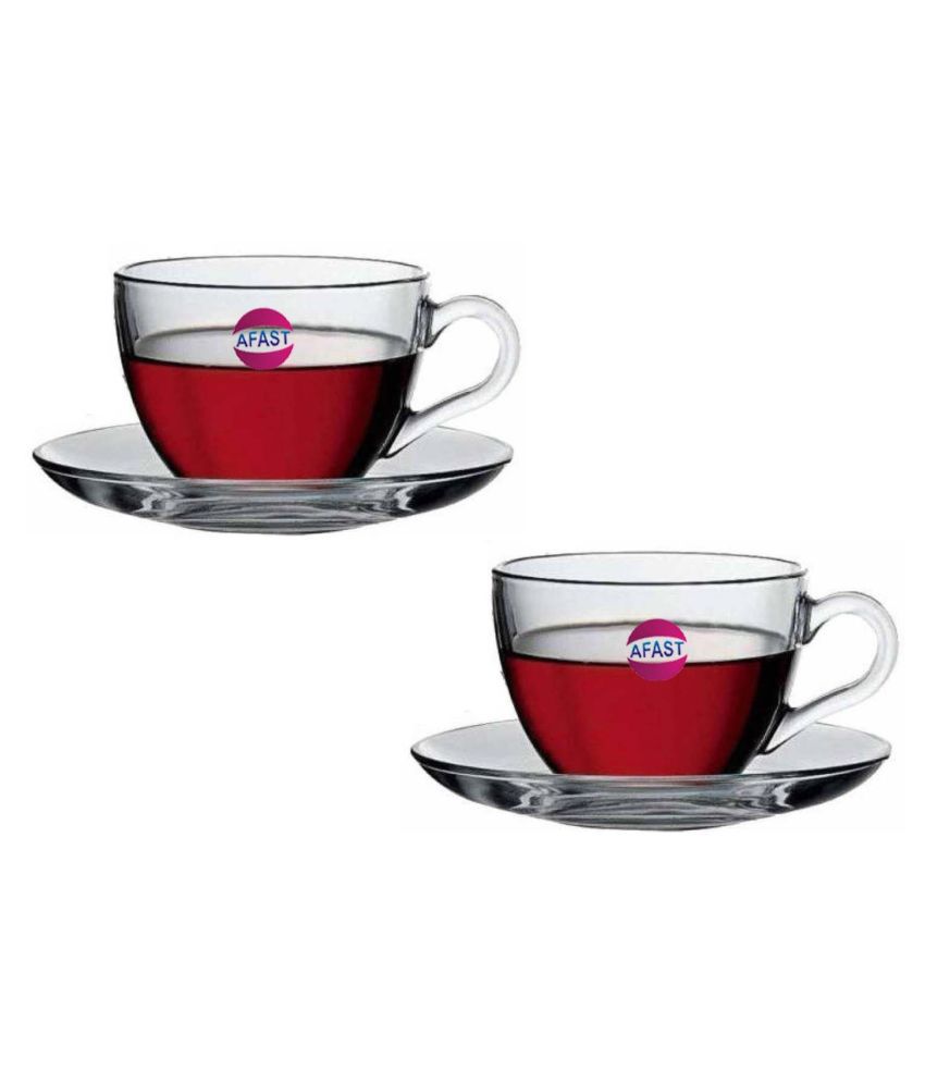     			Afast Glass Tea, Coffee Cup Set, Transparent, Pack Of 2, 170&60 ml