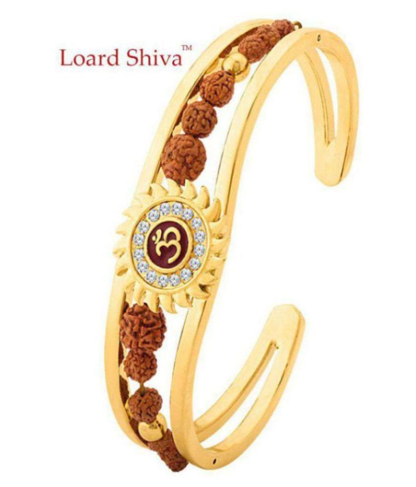     			Lord Shiv High Quality Gold Plated Brass Om Mens Kada (adjustable Size)