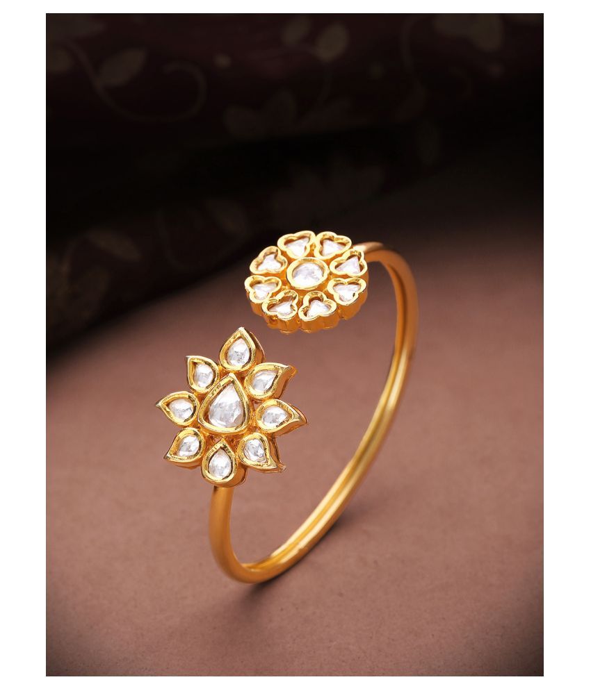 Priyaasi GoldPlated Kundan Floral Design Adjustable Bracelet for Women Buy Priyaasi Gold