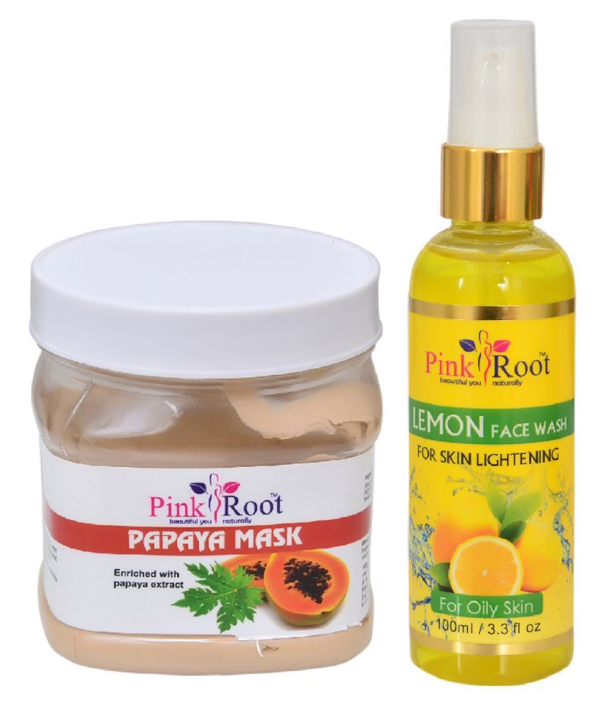 Pink Root PAPAYA MASK 500 WITH LEMON Face Wash 100 mL pack of 2 Buy