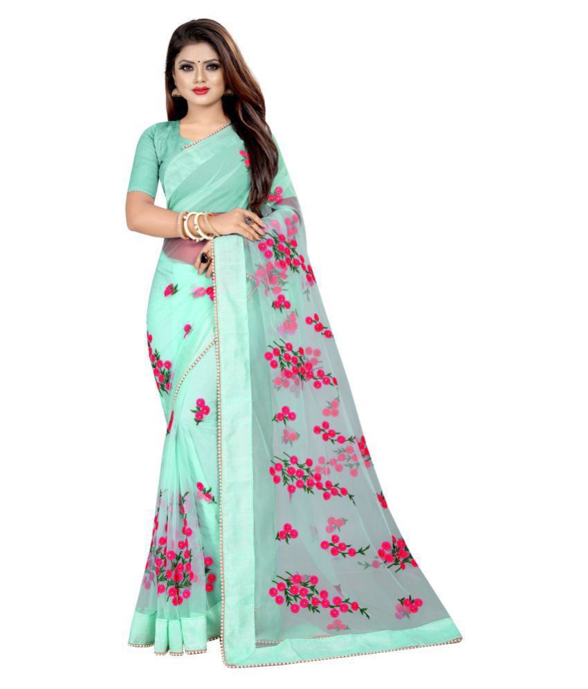     			GOROLY Green Georgette Saree