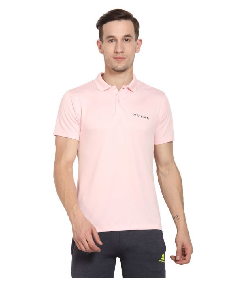     			OFF LIMITS Pink Polyester Polo T-Shirt