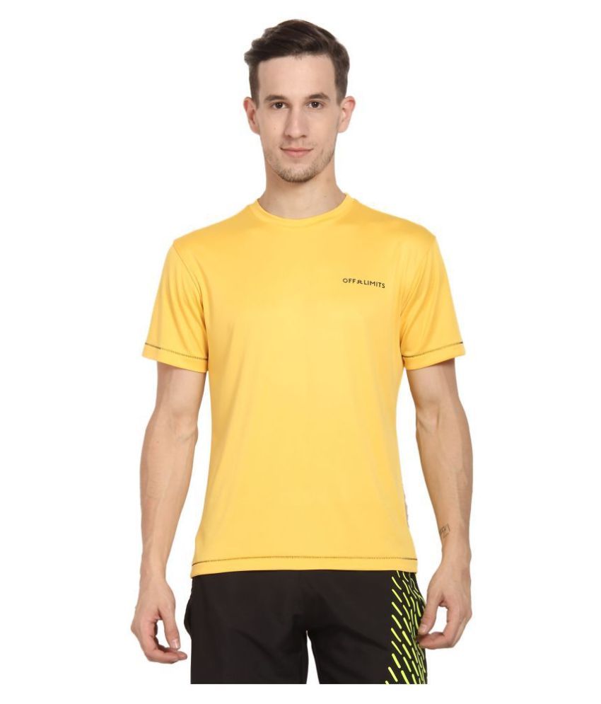     			OFF LIMITS - Yellow Polyester Regular Fit Men's Sports T-Shirt ( Pack of 1 )