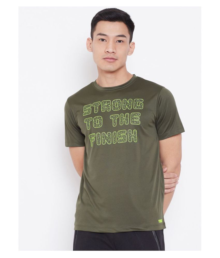     			YUUKI - Olive Polyester Regular Fit Men's Sports T-Shirt ( Pack of 1 )