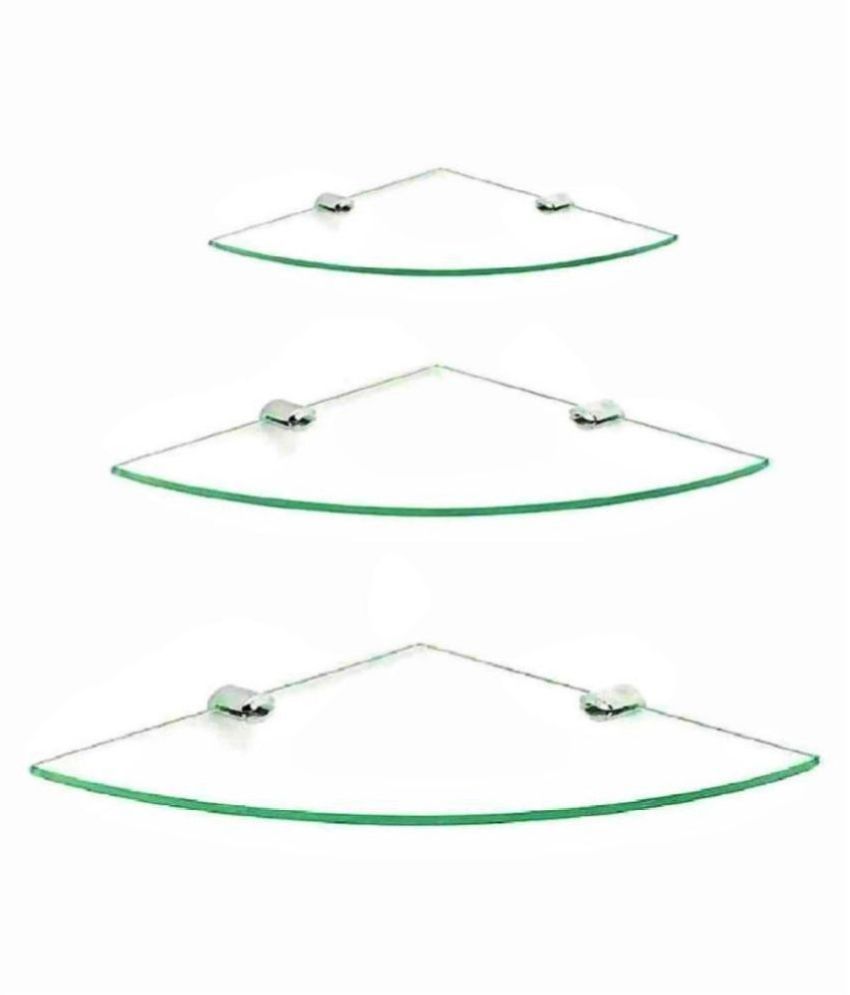 Glass Shelf Corner 3 (6x9x12 inches)with brasso D brackets screws and drywall plastic anchors