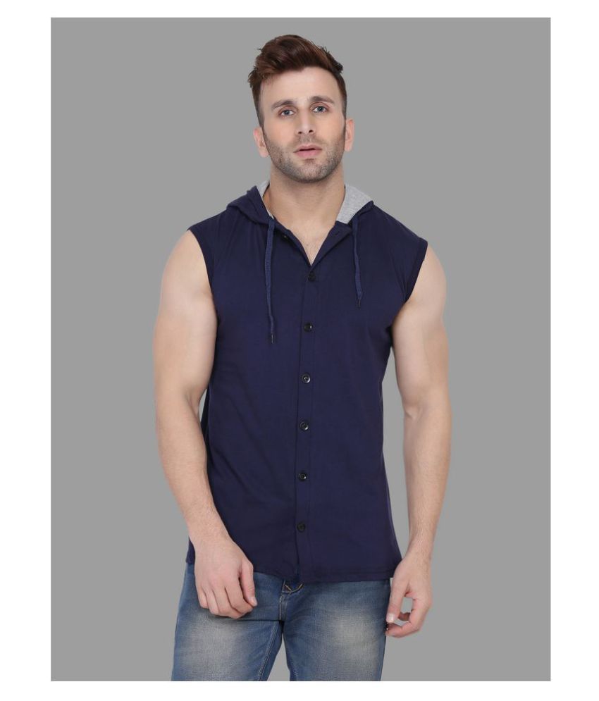     			Tfurnish Cotton Blend Navy Solids T-Shirt