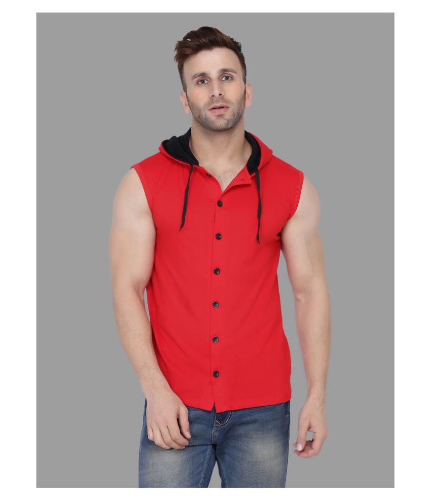     			Tfurnish Cotton Blend Red Solids T-Shirt