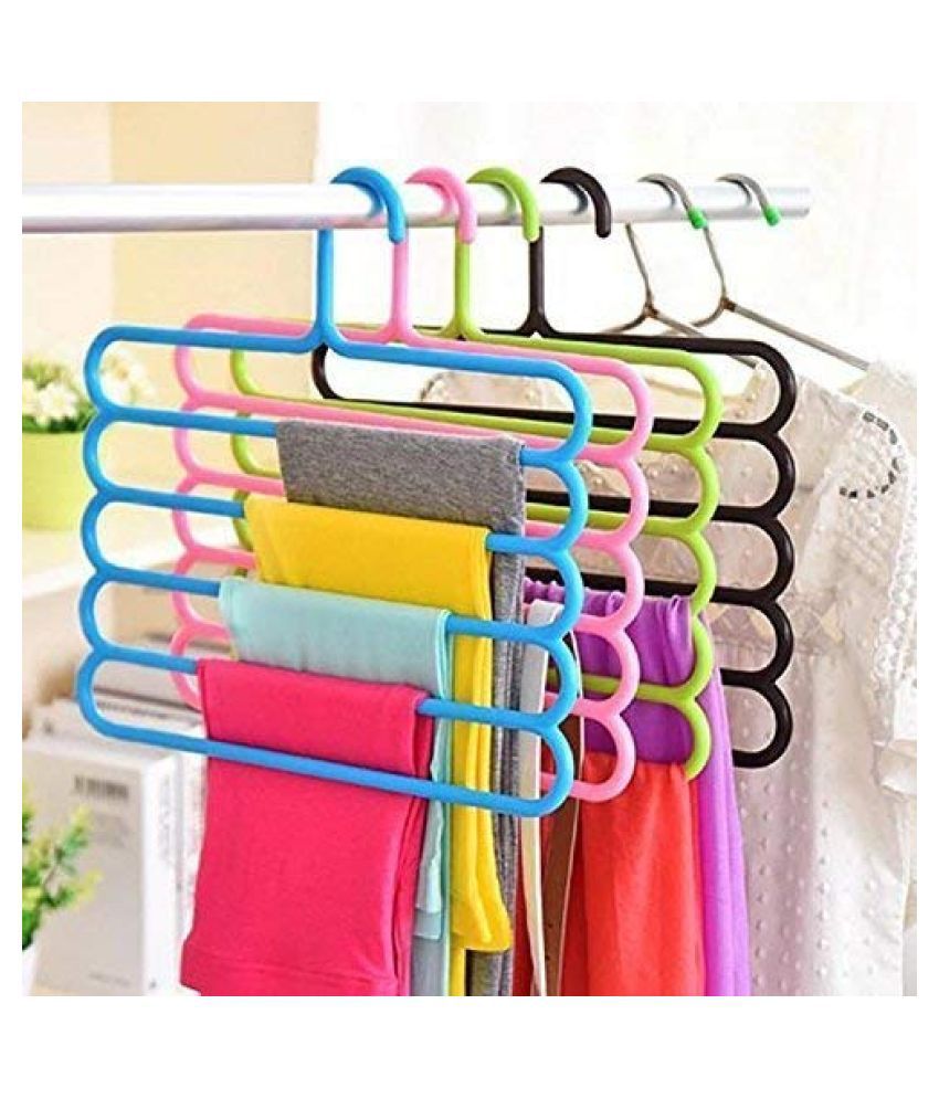     			5 Layer Pants Clothes Hanger Wardrobe Storage Organizer Rack (Set of 5), 32l x 1b x 33h cm (Assorted Colour)