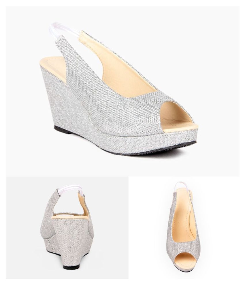 ladies silver block heel shoes