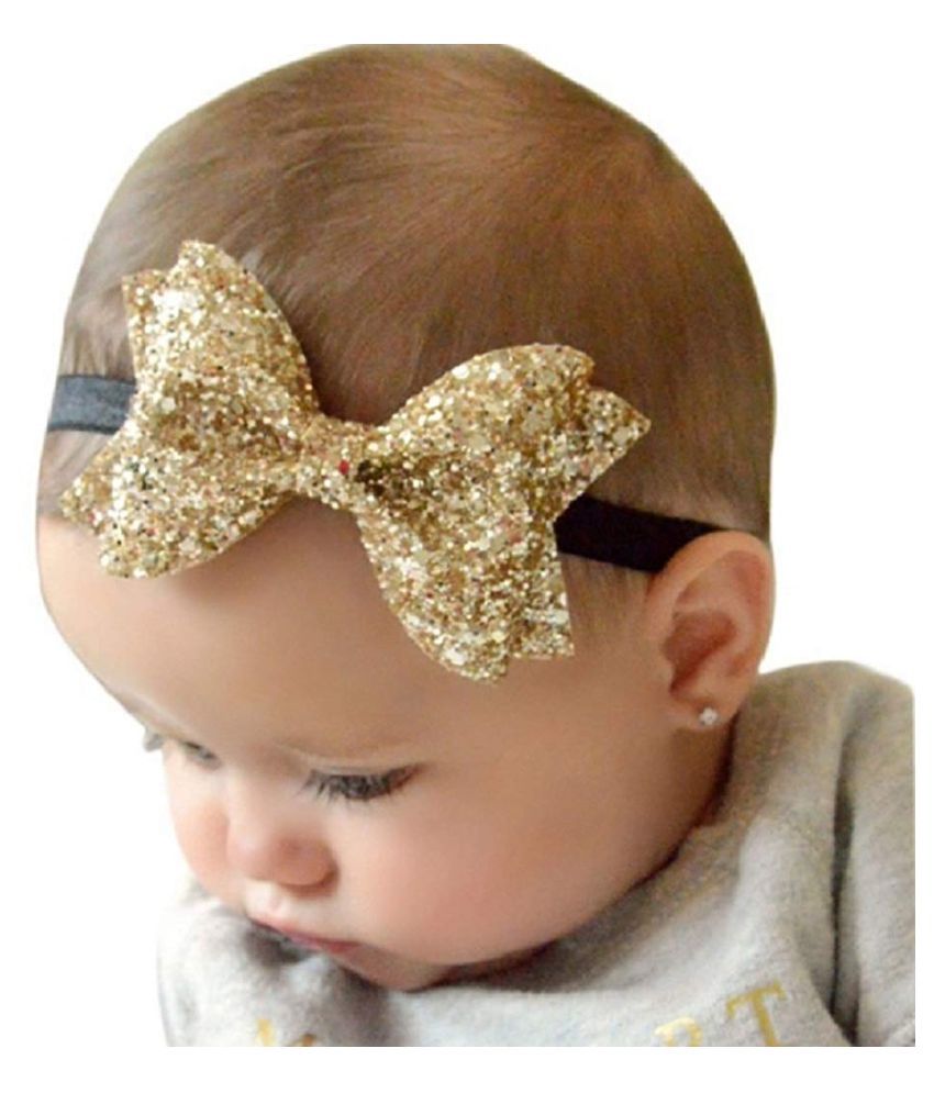 Golden Baby Girl Baby Boy Unisex Newborn Bow Knot Hair band Elastic Bow  Headband Kids Hair Accessories Headwear: Buy Online at Low Price in India -  Snapdeal