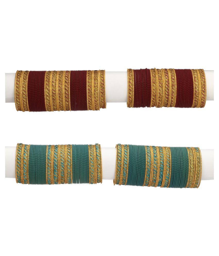     			Somil Designer Two Color Metal Bangle Set Of 96 Bangles Including 8 Kada & 16 Golden Bangles Round, Multicolor, Size-2.4