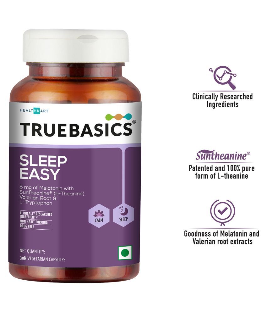 TrueBasics Sleep Easy, Melatonin, Suntheanine (LTheanine), Valerian