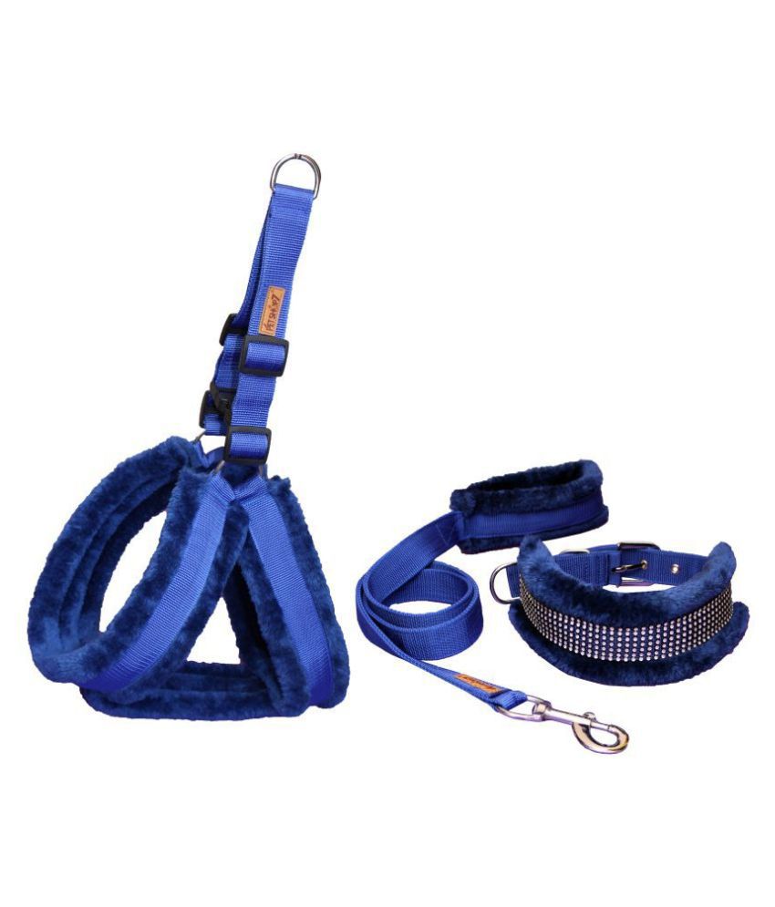     			Petshop7 Nylon Dog Harness , Dog Collar & Leash Set with Fur Medium (Chest Size - 27-32inch)