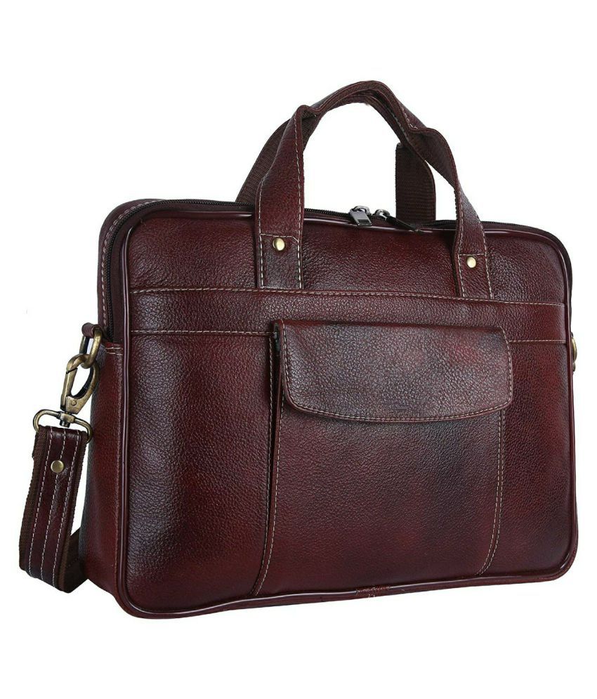 TrendyHub Brown Leather Office Bag - Buy TrendyHub Brown Leather Office ...