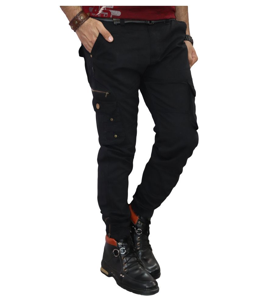 black low rise cargos