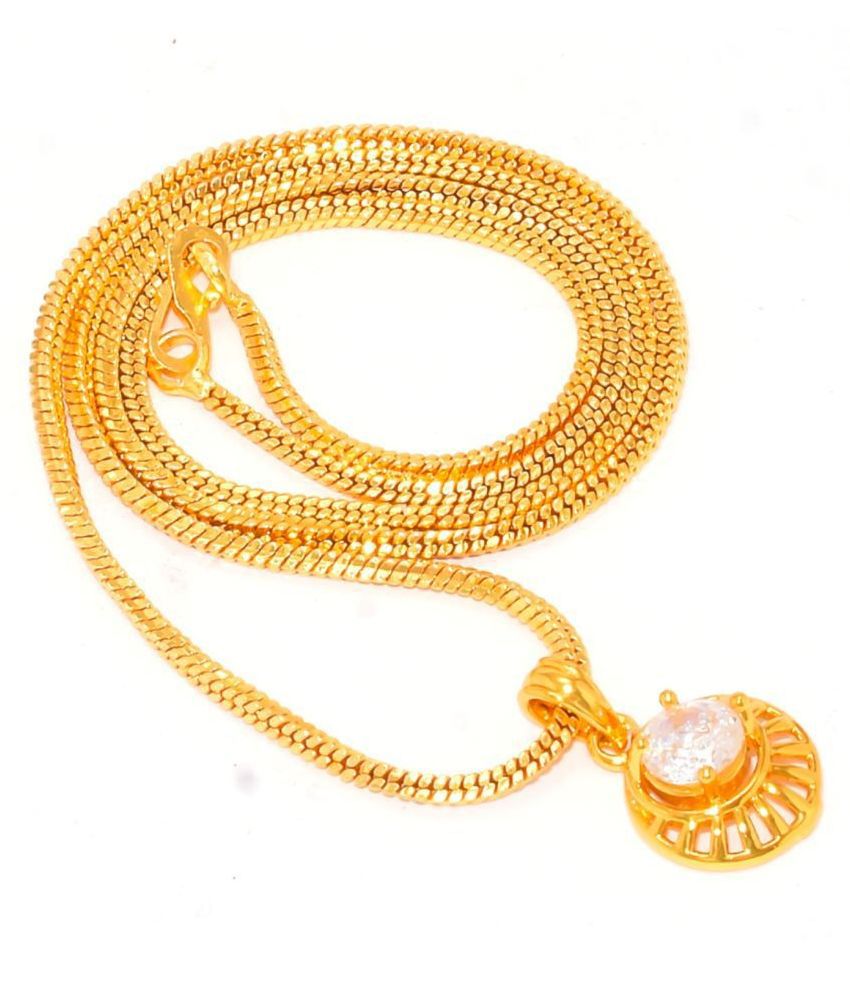     			Jewar Mandi Locket Pendant Fine Gold Plated Ad Cz Designer Jewelry With Chain For Women & Girls 8365