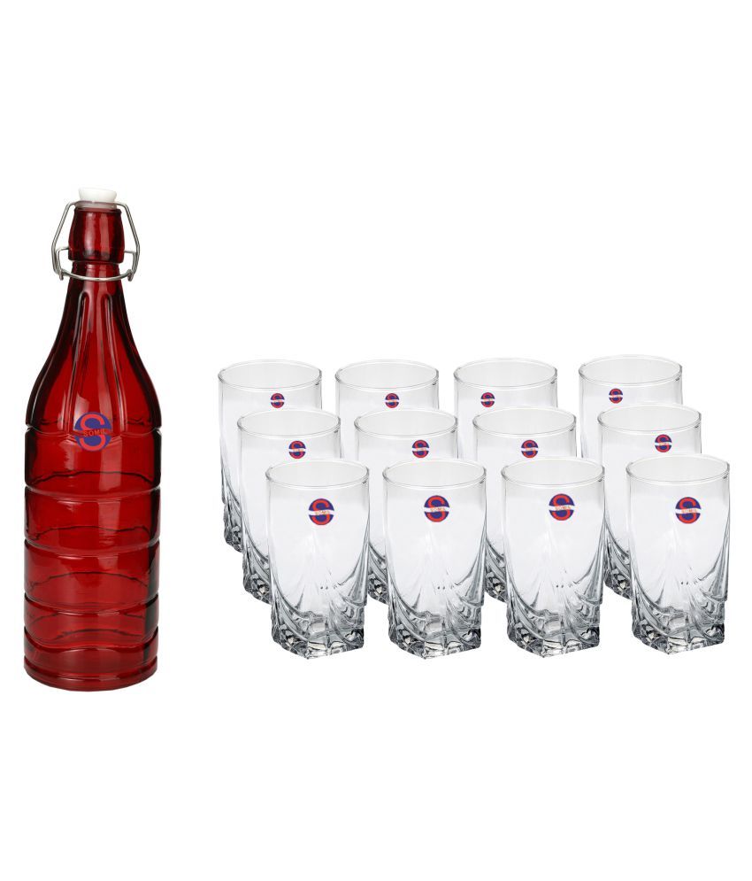     			Somil Glass Bottle Glass Set, Transparent, Pack Of 13, 1000 ml