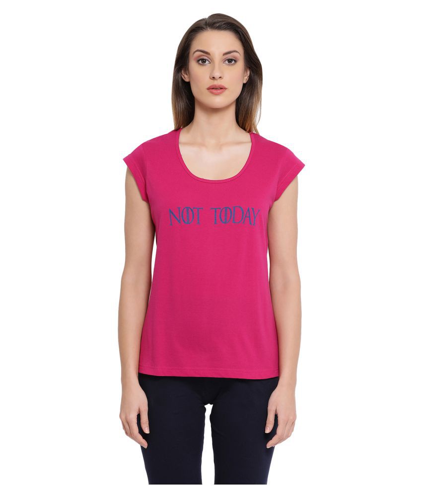     			Clovia Cotton Night T-Shirt - Pink