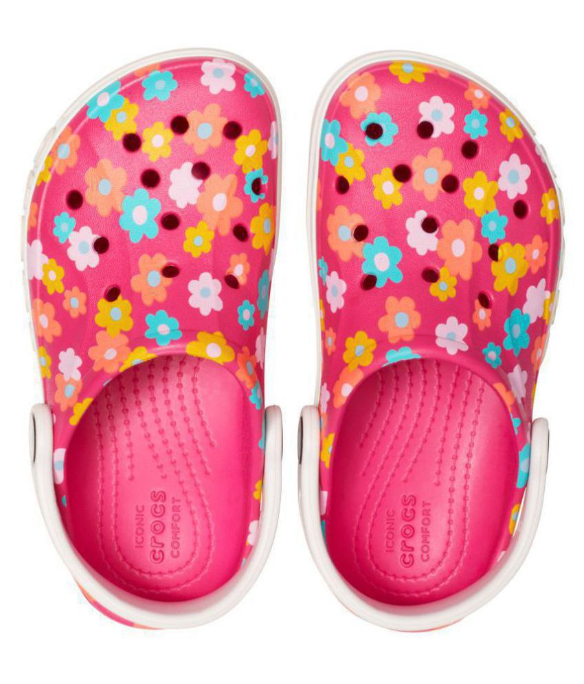 Crocs Kids Pink White Bayaband Seasonal Grphc Clogs 205621-6X0 Price in ...