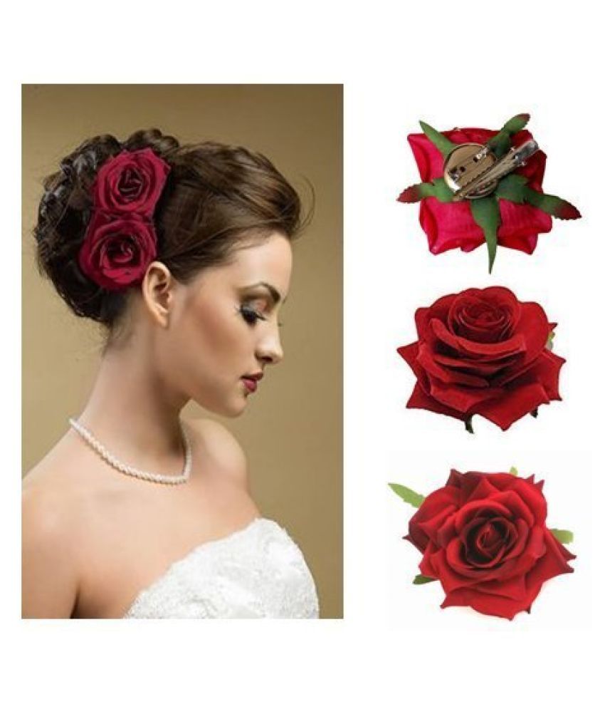 ELEGANCIO Red Rose Color Juda Hair Party Clip In Hair Extension Red Pack of  6: Buy ELEGANCIO Red Rose Color Juda Hair Party Clip In Hair Extension Red  Pack of 6 at