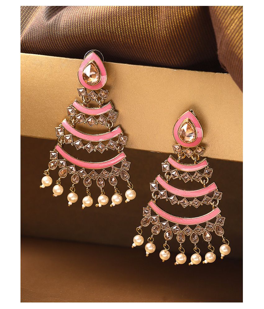     			Priyaasi Gold Plated Beautiful Drop Earrings with Artificial Stones for Women and Girls