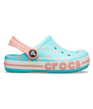 pink and white crocs