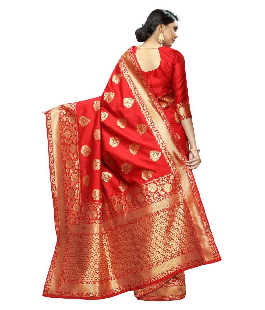 Voolka Red Banarasi Silk Saree Buy Voolka Red Banarasi Silk Saree