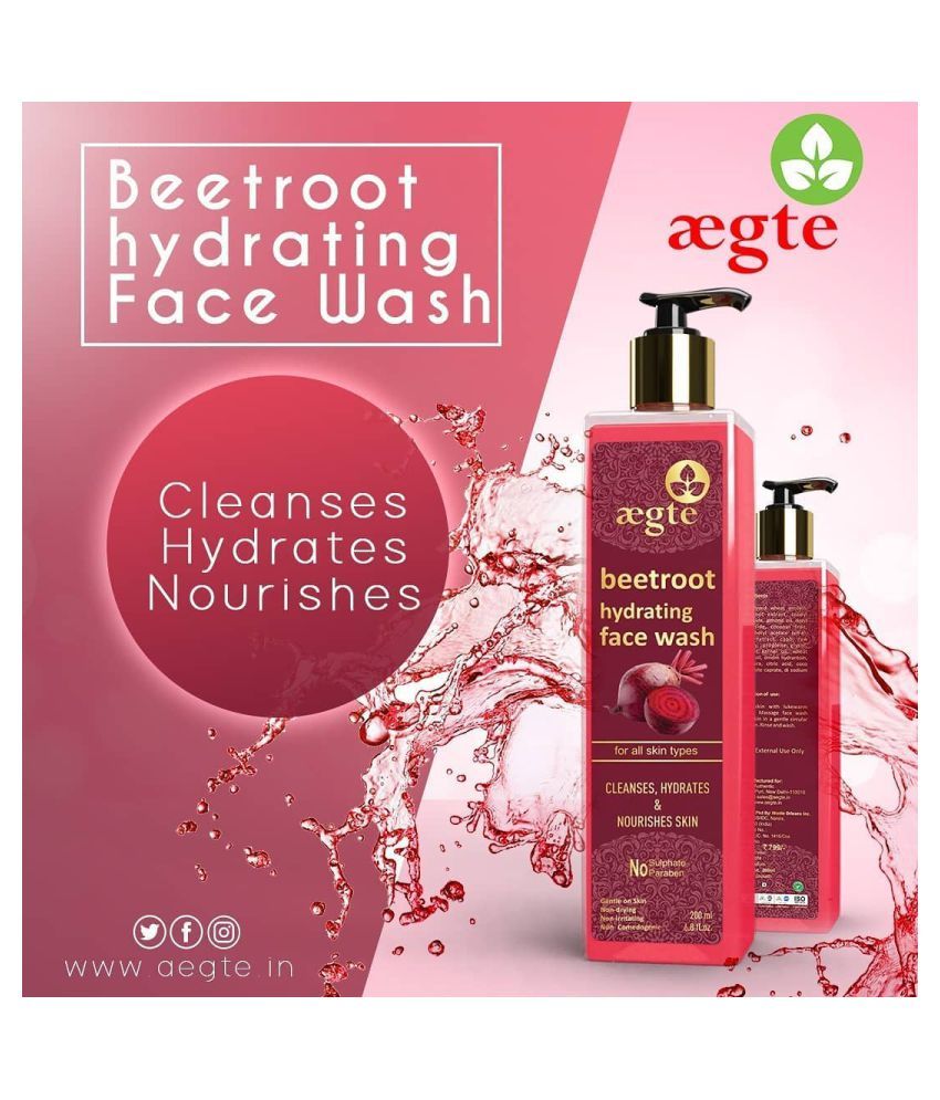 Aegte Beetroot Hydrating Face Wash with Raw Honey & Aloe Vera 200 mL