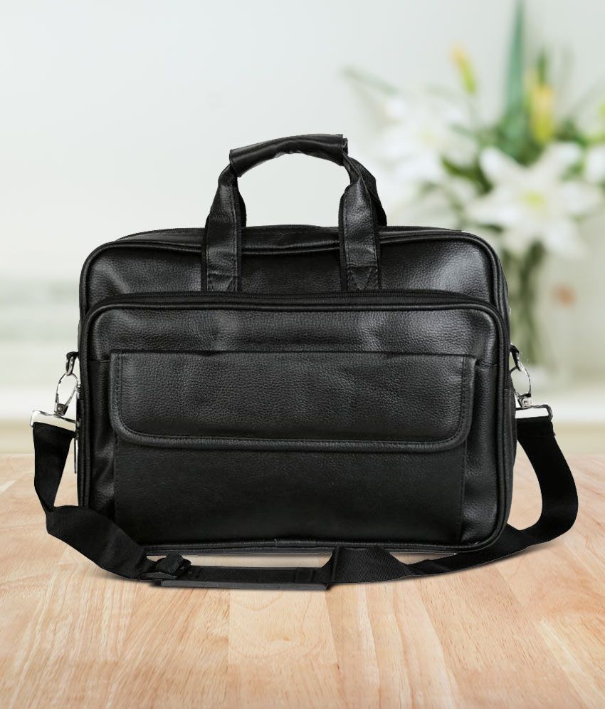 Home Story Black P.U. Office Bag Laptop Bag- 15.6 Inch Sling Bag For ...