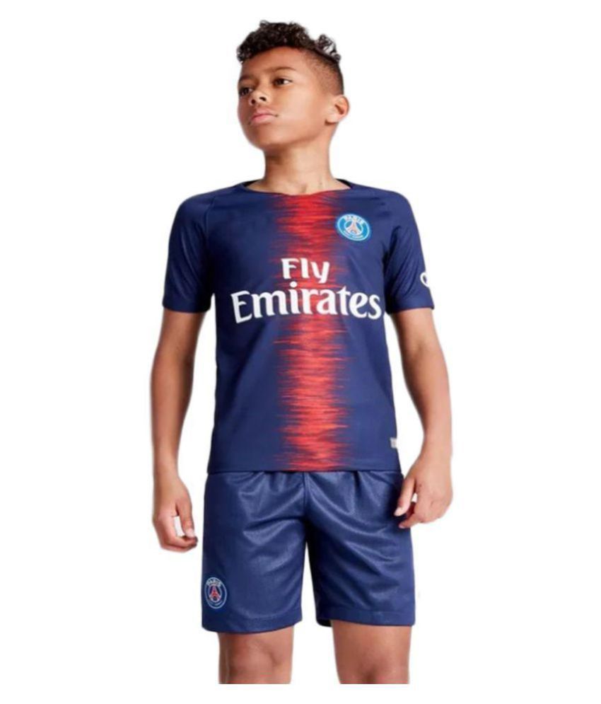 Kids PSG football club half sleeve polyester red & blue ...