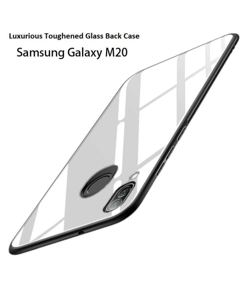     			Samsung Galaxy M20 Hybrid Covers JMA - White Luxurious Toughened Glass Back Case