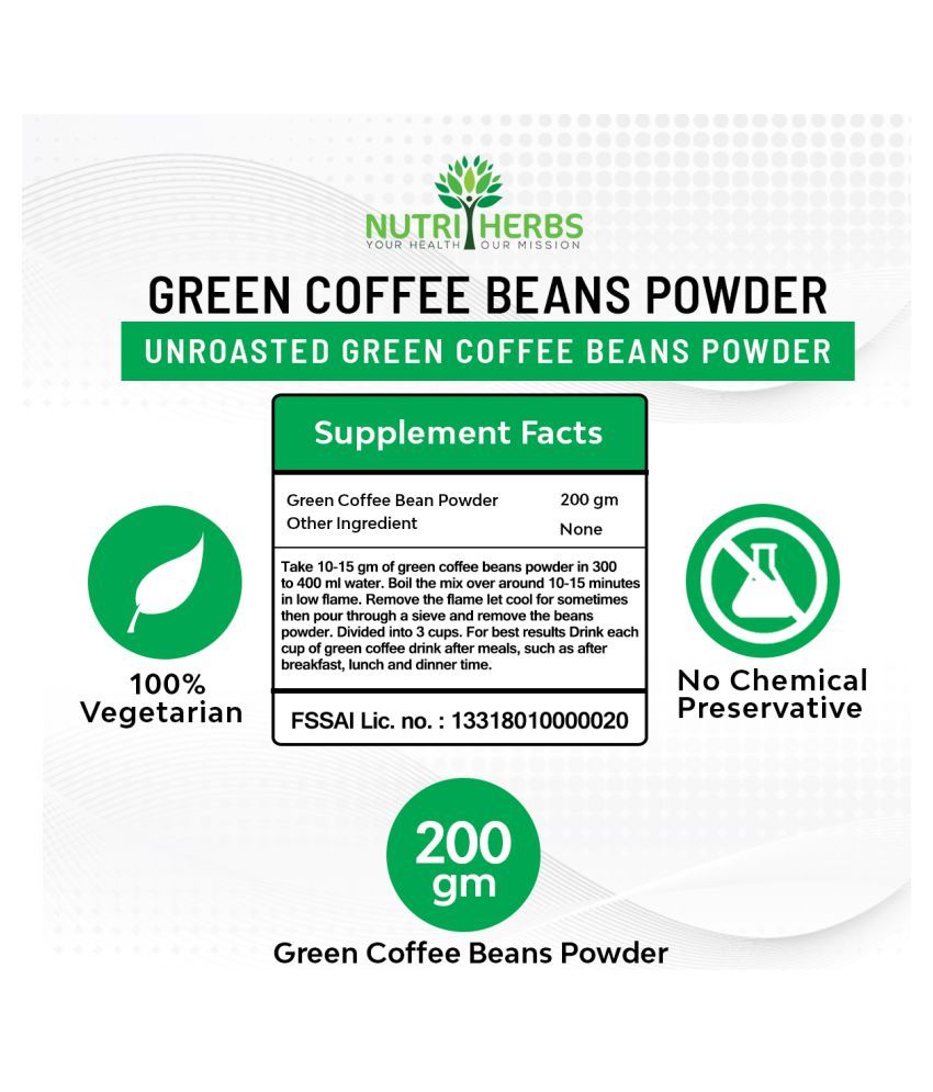 Nutriherbs Green Coffee Beans Powder 100 Natural & Pure Product