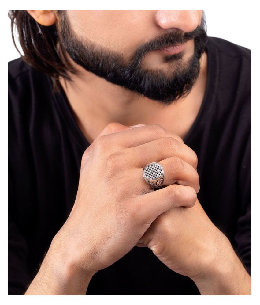 Dare by Voylla Cluster Rings Steel Men's Embellished Ring Buy Online