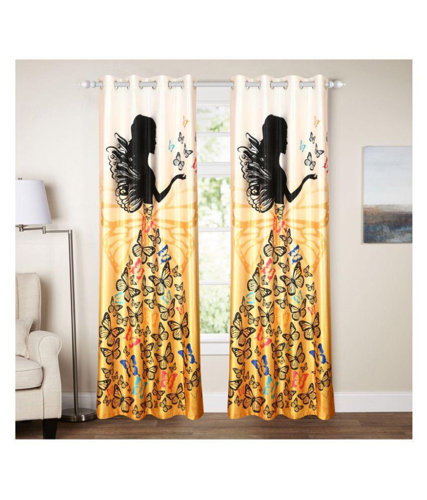     			E-Retailer Single Long Door Semi-Transparent Eyelet Polyester Curtains Multi Color