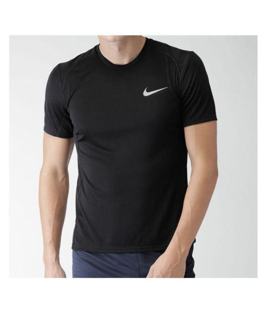 Nike Black Polyester Lycra T-Shirt - Buy Nike Black Polyester Lycra T ...